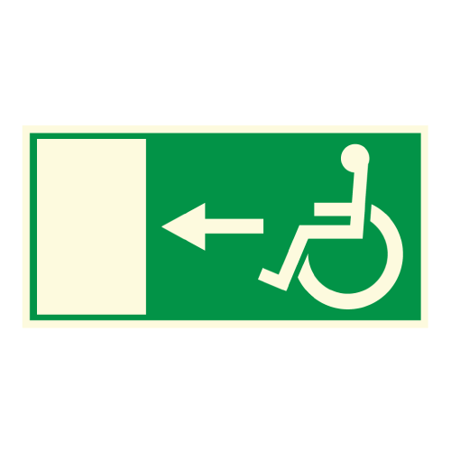 Issue handicapés gauche photoluminescent - EV54 - étiquettes et panneaux d'évacuation, de sauvetage et de secours - photoluminescents