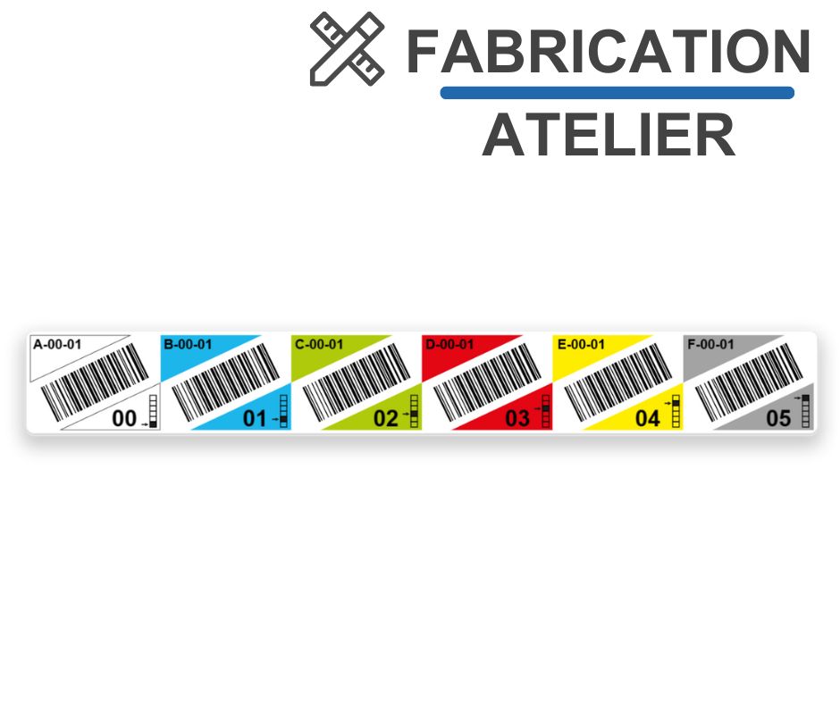 Fabrication étiquettes racks et palettiers multi-niveaux, à code-barres - RACA