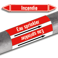 Étiquettes adhésives de marqueur de tuyauterie Incendie