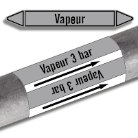 Étiquettes adhésives de marqueur de tuyauterie Vapeur