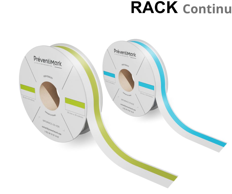 Etiquette continue de marquage racks et palettier, modèle C - texte et code-barre horizontal