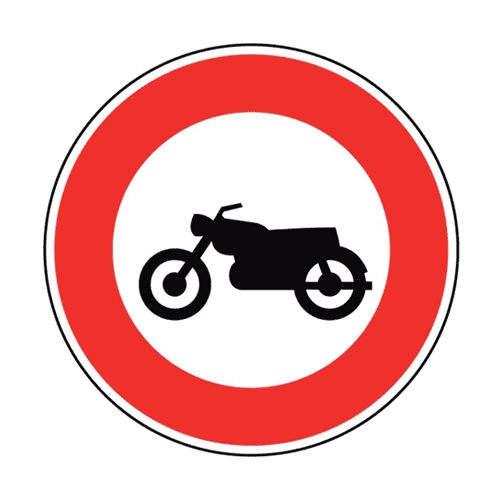 Panneau accès interdit aux motocyclettes B9h