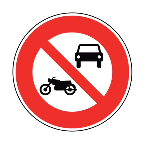Panneau accès interdit aux véhicules à moteurs sauf cyclomoteurs B7a