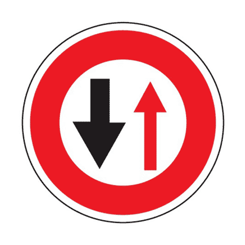 Panneau cédez le passage à la circulation venant en sens inverse B15