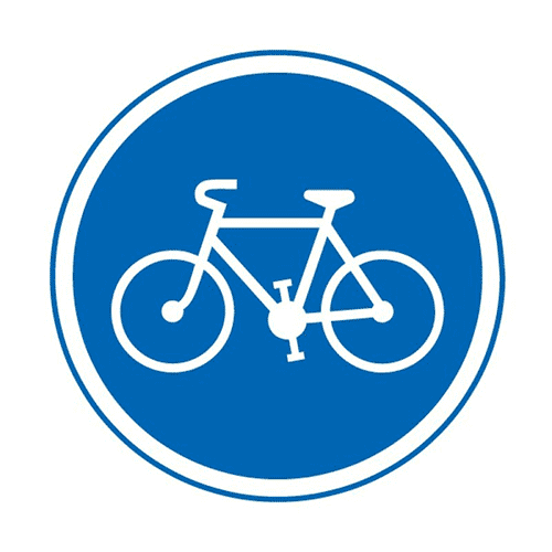 Panneau piste ou bande obligatoire pour les cycles B22a