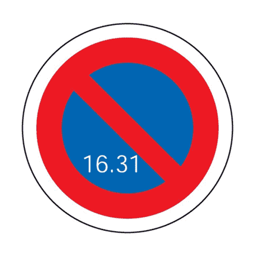 Panneau stationnement interdit du 16 à la fin du mois B6a3