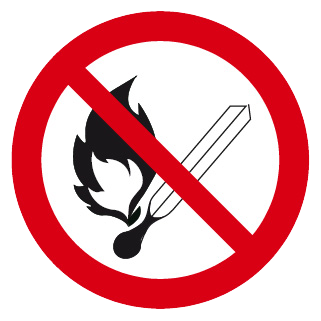 Flamme nue interdite - étiquettes et panneaux d'interdiction et de restriction