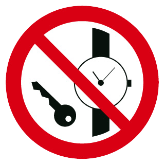 Articles métalliques ou montres interdits - étiquettes et panneaux d'interdiction et de restriction
