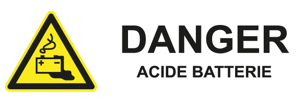 Acide batterie - W547 - étiquettes et panneaux de danger et de prévention - picto et texte paysage