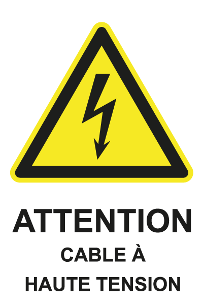 Cables à haute tension - W702 - étiquettes et panneaux de danger et de prévention - picto et texte portrait