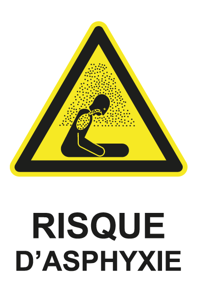 Risque d'asphyxie - W729 - étiquettes et panneaux de danger et de prévention - picto et texte portrait