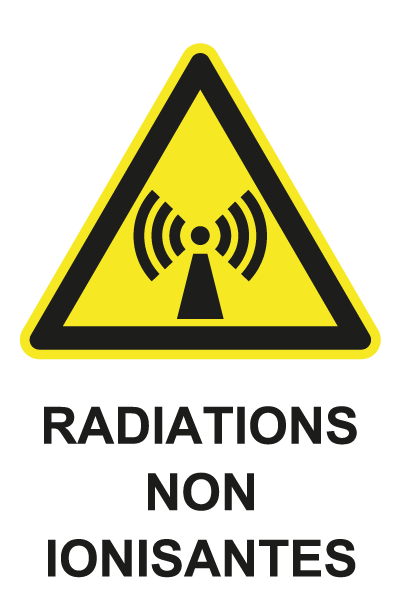 Radiations non ionisantes - W740 - étiquettes et panneaux de danger et de prévention - picto et texte portrait