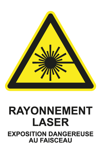 Rayonnement laser exposition dangereuse au faisceau - W746 - étiquettes et panneaux de danger et de prévention - picto et texte portrait