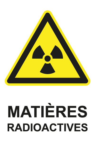 Matières radioactives - W760 - étiquettes et panneaux de danger et de prévention - picto et texte portrait