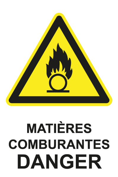 Matières comburantes danger - W765 - étiquettes et panneaux de danger et de prévention - picto et texte portrait