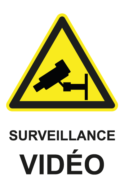 Surveillance vidéo - W766 - étiquettes et panneaux de danger et de prévention - picto et texte portrait