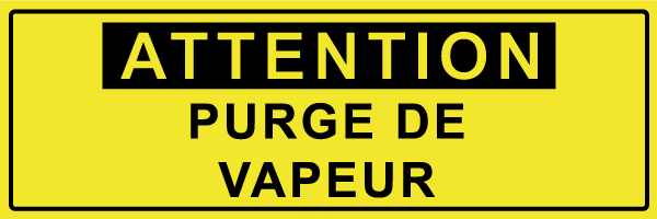 Attention purge de vapeur - W648 - étiquettes et panneaux de danger et de prévention - texte paysage
