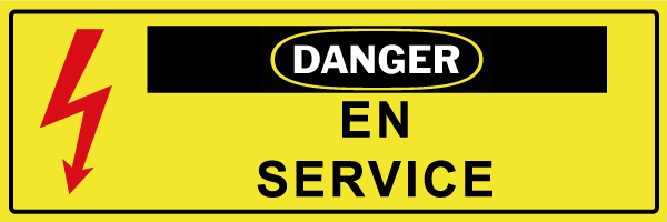 Danger en service - W664 - étiquettes et panneaux de danger et de prévention - texte paysage