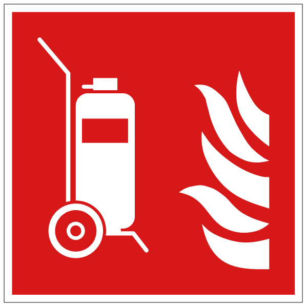 Extincteur d'incendie sur roues - F009 - ISO 7010 - étiquettes et panneaux  d'incendie et de sécurité - Préventimark