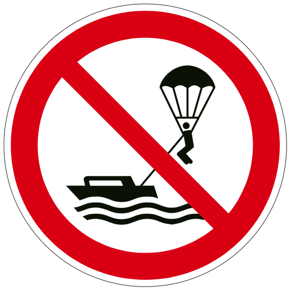 Pratique du parachute ascensionnel interdite - P066 - ISO 7010 - étiquettes et panneaux d'interdiction et de restriction