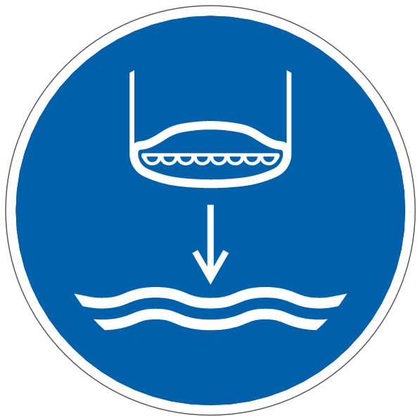 Abaisser l'embarcation de sauvetage à l'eau lors de son lancement - M039 - ISO 7010 - étiquettes et panneaux d'obligation et de consigne