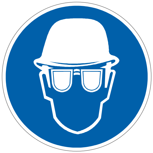 Port du casque et lunettes de protection  - M182 - étiquettes et panneaux d'obligation et de consigne