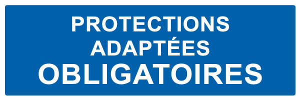 Protections adaptées obligatoires - M656 - étiquettes et panneaux d'obligation et de consigne - texte paysage