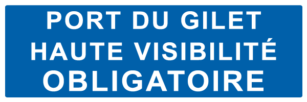 Port du gilet haute visibilité obligatoire - M686 - étiquettes et panneaux d'obligation et de consigne - texte paysage