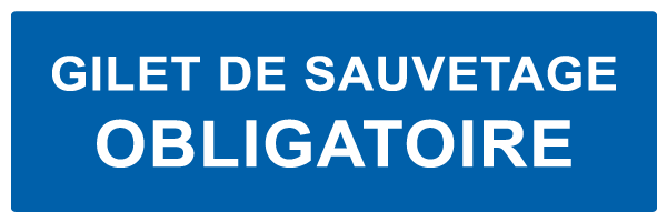 Gilet de sauvetage obligatoire - M687 - étiquettes et panneaux d'obligation et de consigne - texte paysage