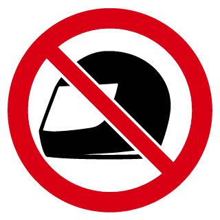 Casque de moto interdit