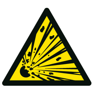 Étiquette adhésive ou panneau "Matières explosives"