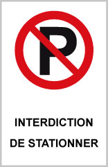 Interdiction de stationner - P732 - étiquettes et panneaux d'interdiction et de restriction - picto et texte portrait