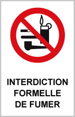 Interdiction formelle de fumer - P723 - étiquettes et panneaux d'interdiction et de restriction - picto et texte portrait
