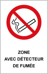 Zone avec détecteur de fumée - P702 - étiquettes et panneaux d'interdiction et de restriction - picto et texte portrait